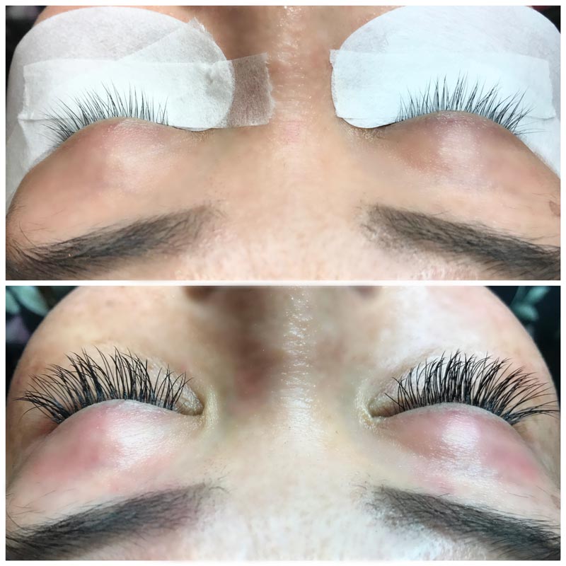 eyelash extension before and after