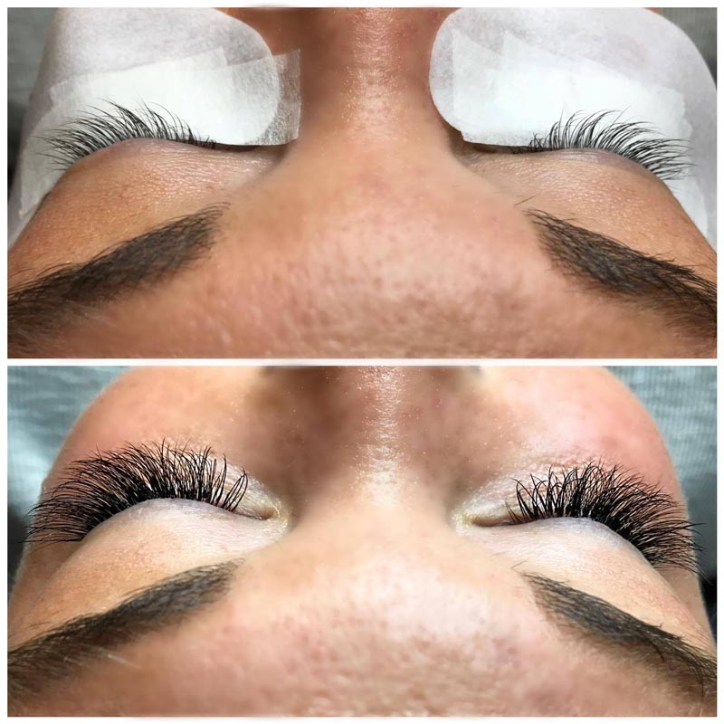 eyelash extension before and after